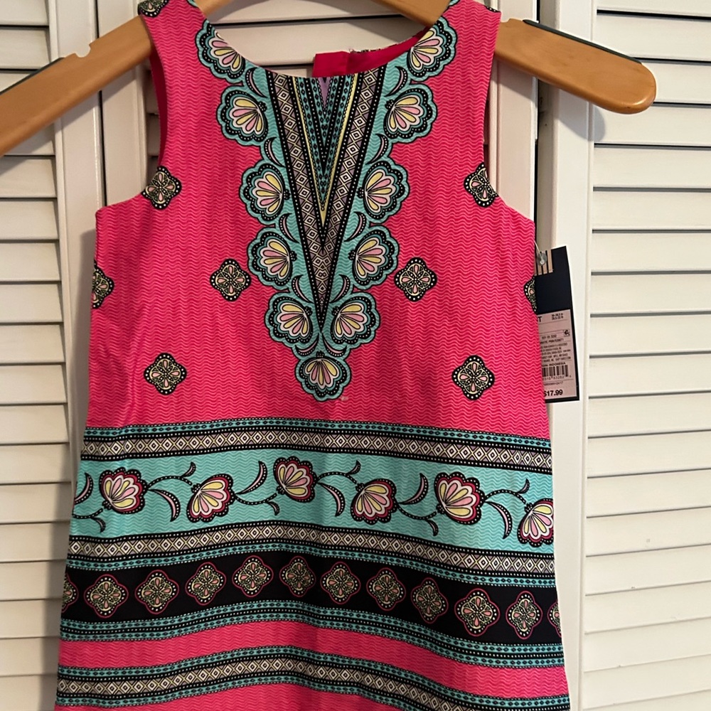Oshkosh Girl’s sleeveless Shift Dress Paisley Pink, Teal, NavyWhite Size 3T NWT